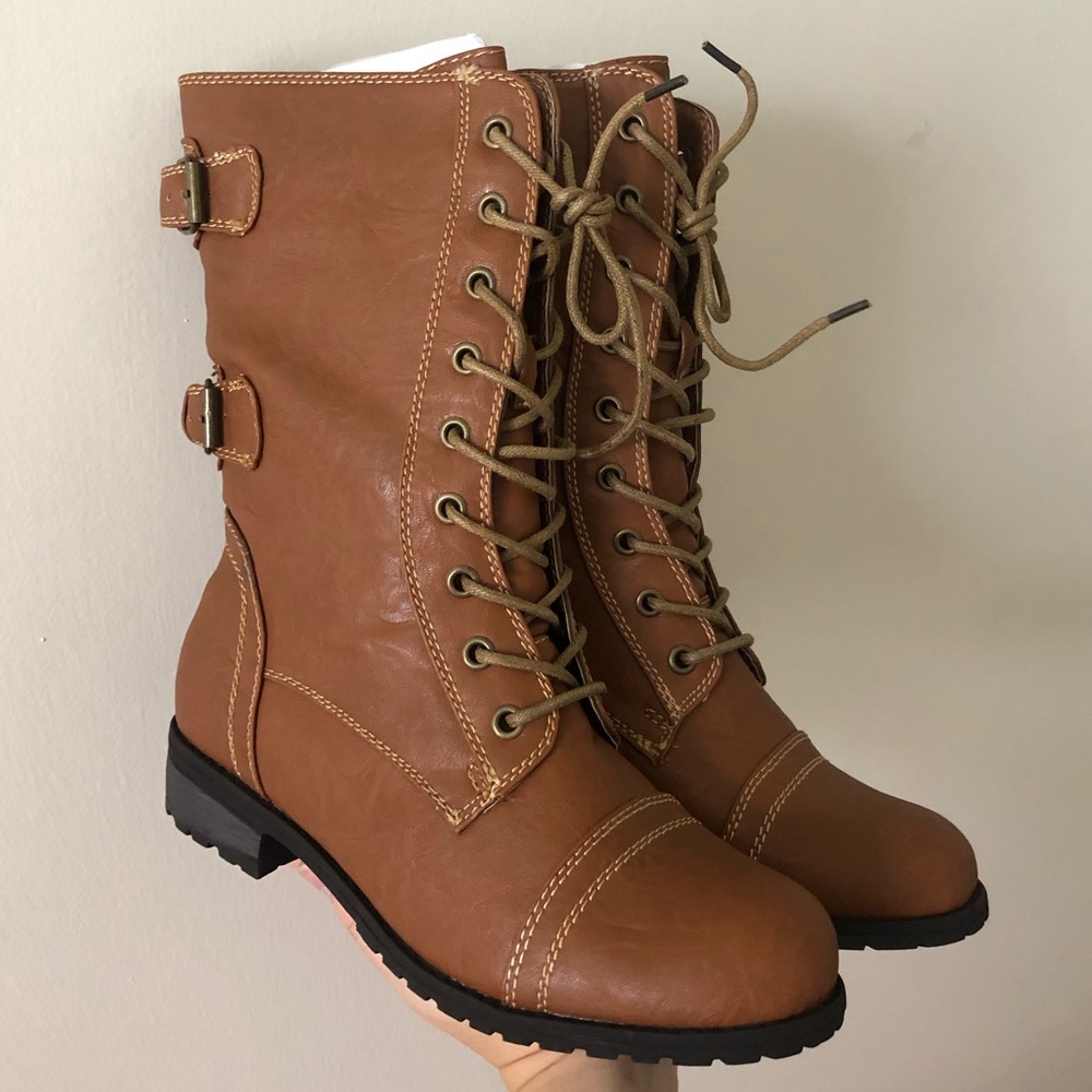 Brown Laced Combat Boots